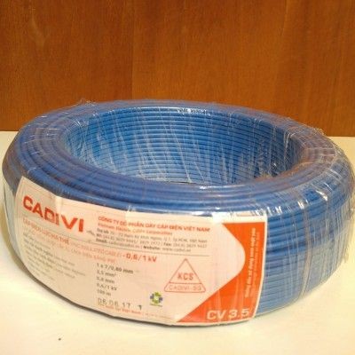 Dây cáp điện Cadivi cv-3.5 màu xanh dương, ruột đồng cách điện PVC ( cấp 2), cuộn 100 mét